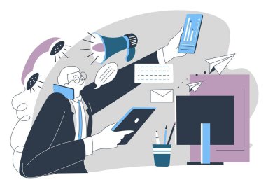 Çok görevli patron ya da yönetmen telefonla konuşuyor