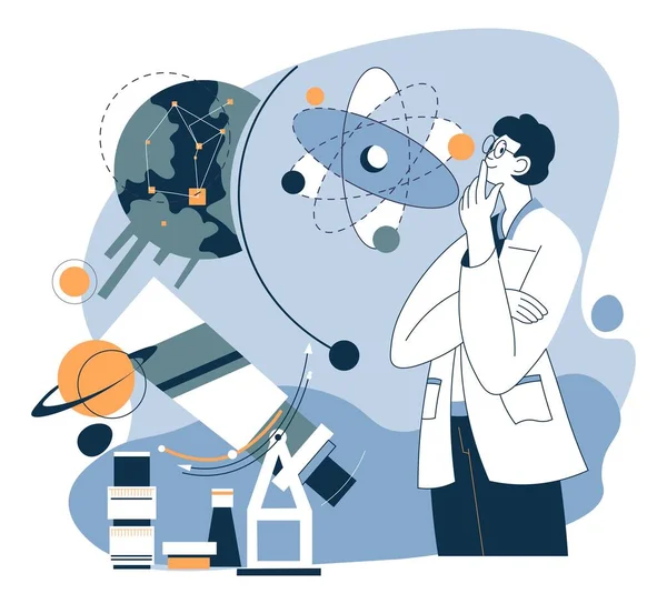 Wetenschappers in de natuurkunde, arts op het werk — Stockvector