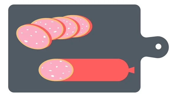 Salsicha de pepperoni, placa de corte de salamina italiana —  Vetores de Stock