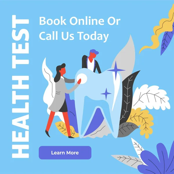 Gezondheidstest, boek online of bel ons vandaag nog web — Stockvector