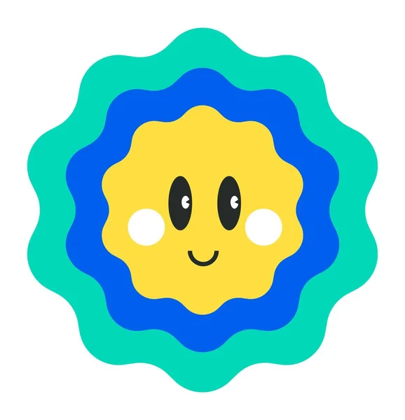 Sol personagem engraçado com sorriso, personagem emoji —  Vetores de Stock