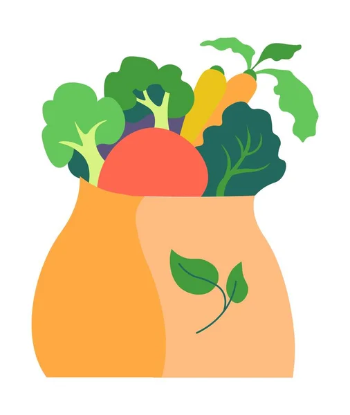 野菜の袋、ビーガン野菜メニューベクトル — ストックベクタ