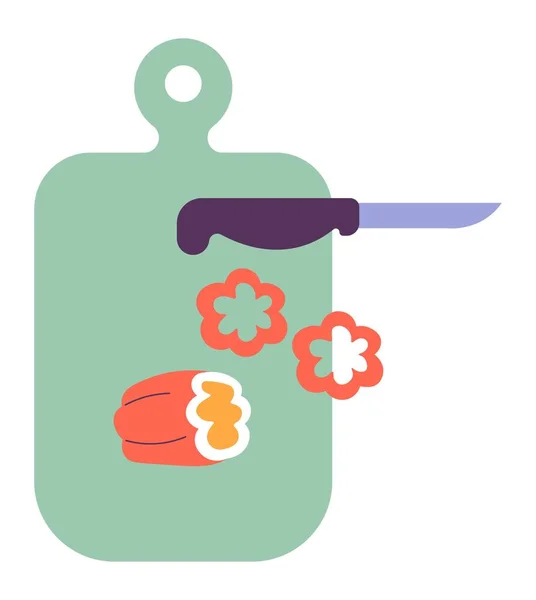 Skärande paprika, kartong och kniv för matlagning — Stock vektor