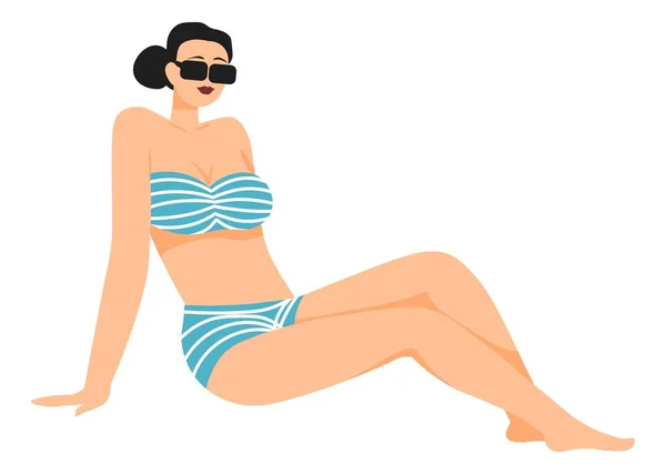 Frau im modischen Badeanzug mit Sonnenbrille — Stockvektor