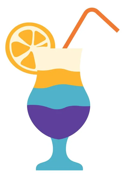Cocktail com palha decorativa e fatia de limão —  Vetores de Stock