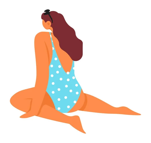 Женщина в пляжном купальнике, модная одежда — стоковый вектор