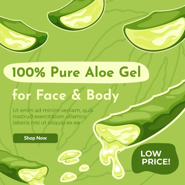 Pure aloë vera gel voor gezicht en lichaam website pagina — Stockvector
