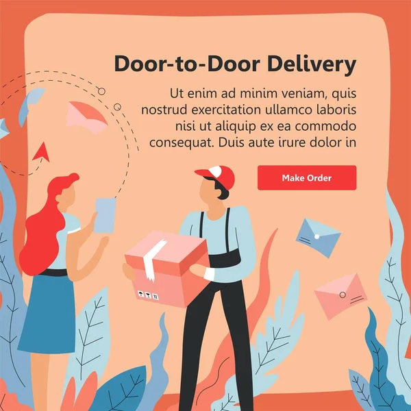 Door to door delivery service, make order web — Stockový vektor