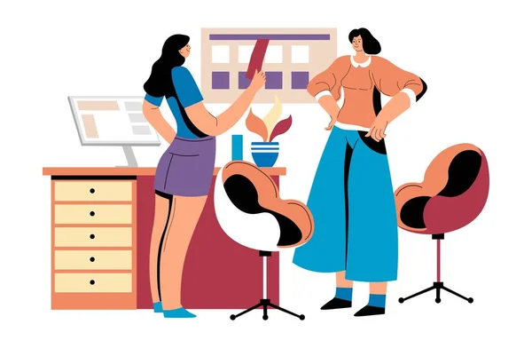 Weibliche Charaktere Mitarbeiter im Büro — Stockvektor