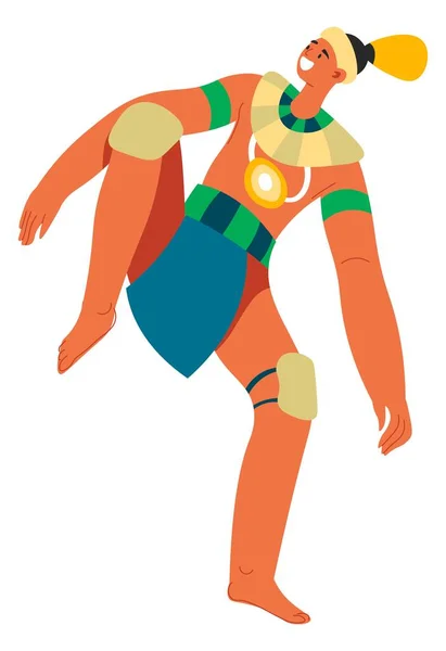 Ацтеки або чоловік з племені майя, інка етичний чоловічий характер — стоковий вектор