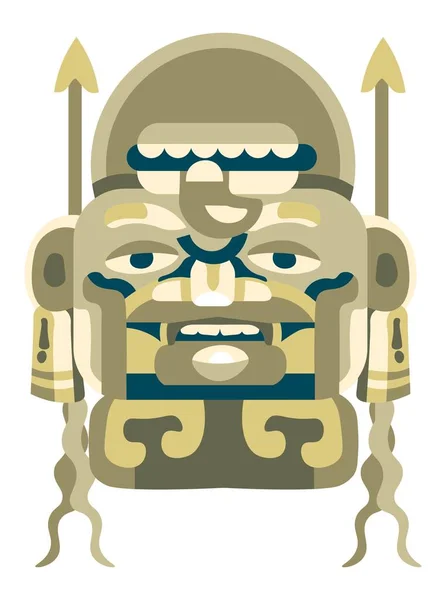 Máscara maya o azteca, estatua o tótem ídolo monumento — Archivo Imágenes Vectoriales