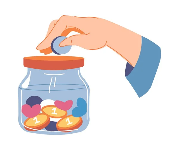 Charity and donation, gathering money for people — Stock Vector