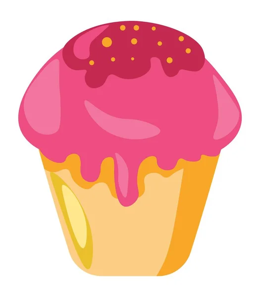 Cupcake com cobertura de vetor de creme de framboesa —  Vetores de Stock