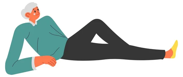 Relaxed male character lying on ground rest vector — Wektor stockowy