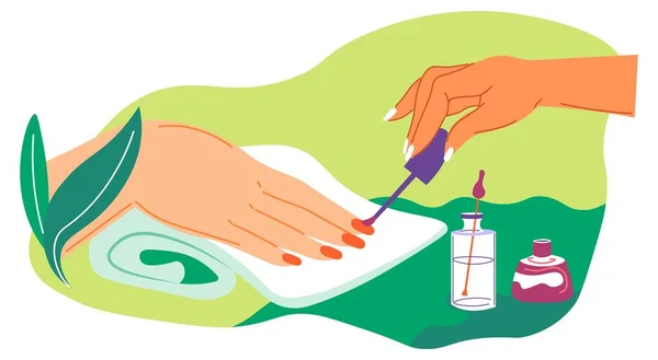 Manicure service, spa en schoonheidssalon procedures — Stockvector
