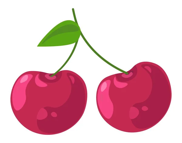 Ripe cherries, tasty fruit ingredient dessert — Wektor stockowy