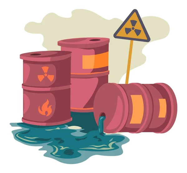 Hazardous toxic waste, industrial leakage vector — Vettoriale Stock