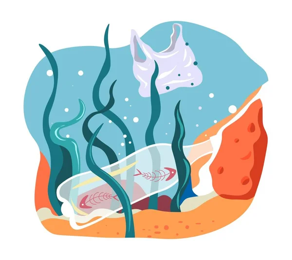 海塊の水質汚濁と汚染 — ストックベクタ