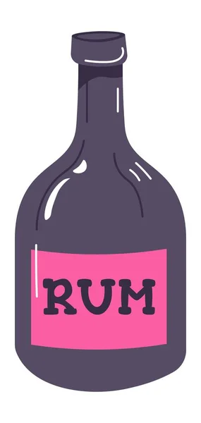 Bir şişe rom, korsanın alkollü içecek sembolü. — Stok Vektör