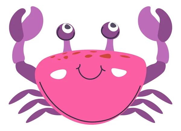 Crab funny personage with smile on muzzle vector — Archivo Imágenes Vectoriales