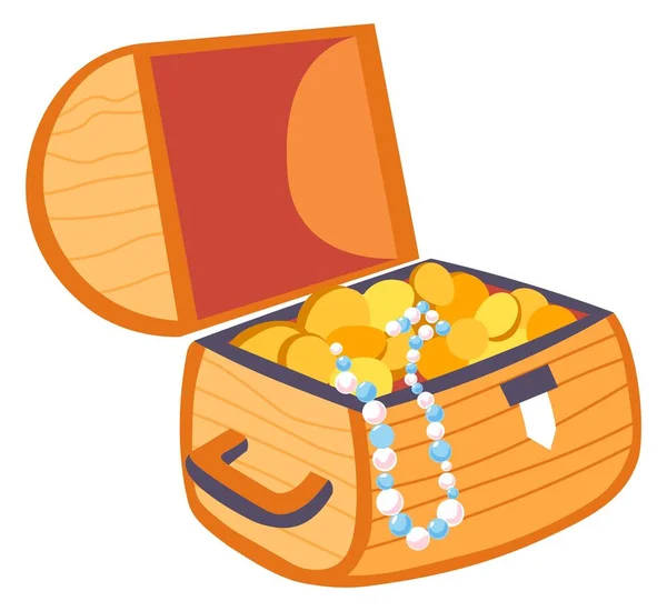 Treasure chest with gold and gem stones vector — Vetor de Stock