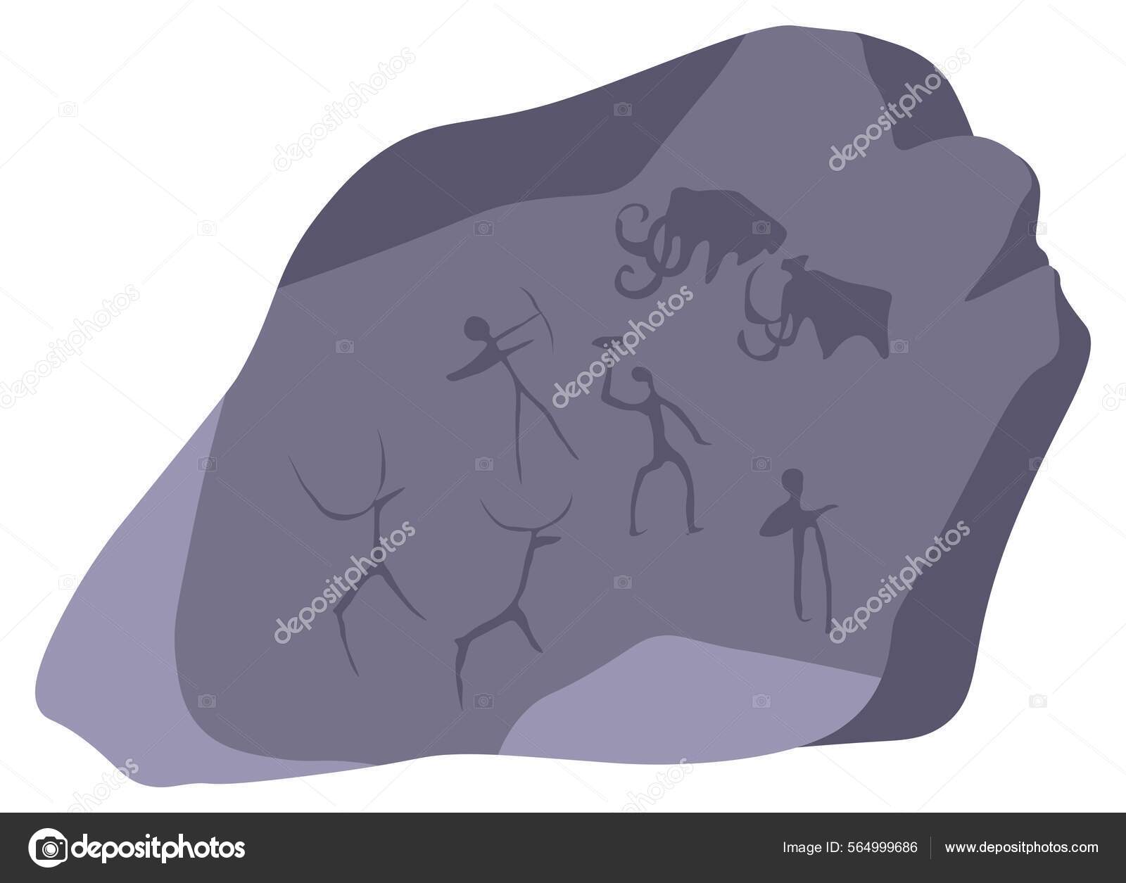 Pintura primitiva en piedra cueva, arte antiguo Vector de stock #564999686  de ©Sonulkaster, image size:1600x1255