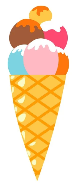 Helado helado helado con conos y gofres — Vector de stock