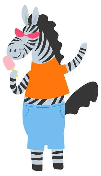Legrační zebra postava nosí brýle, vektor — Stockový vektor