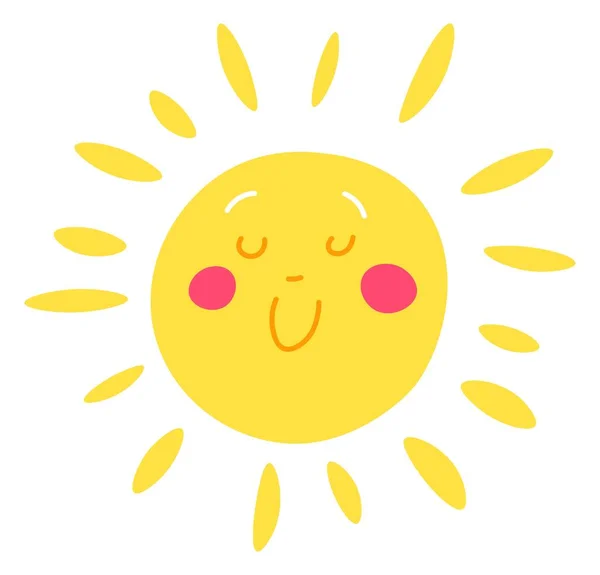 Sunshine sun character with rays, funny personage — стоковый вектор