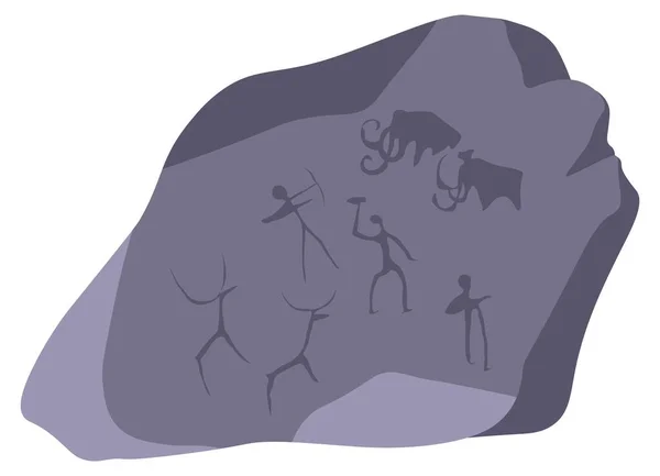 Pintura primitiva em pedra caverna, arte antiga — Vetor de Stock