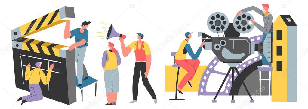 Cinematograph shooting movies and films vector