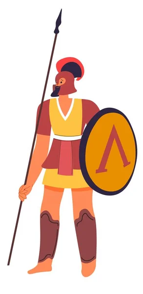 Prajurit legiun, prajurit Romawi dengan perisai tombak - Stok Vektor