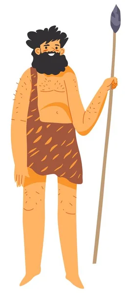 Primeval man, primitive tribes male with spear — Vector de stock