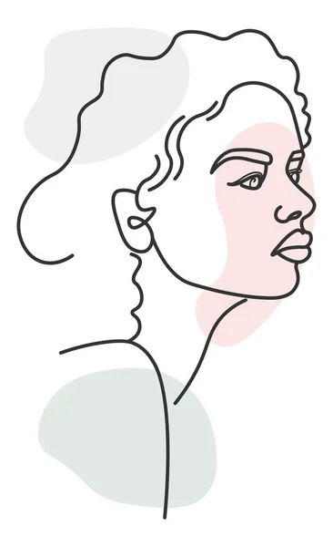 Line art vrouwelijk karakter portret, minimalistisch — Stockvector