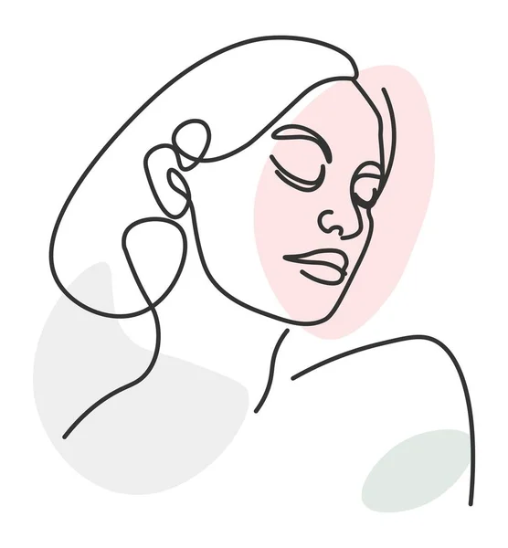 Portrait of fashionable woman, abstract line art — ストックベクタ