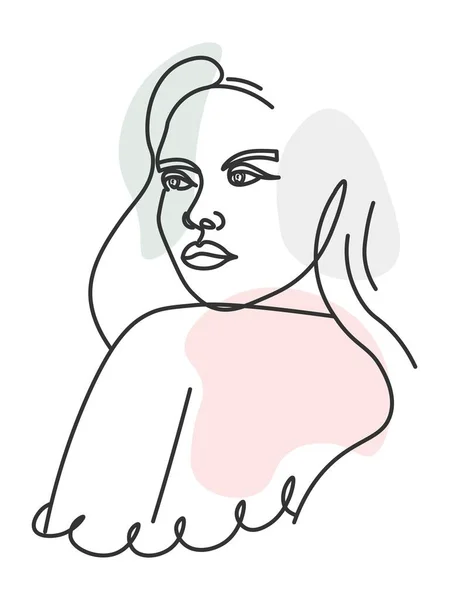 Feminine lady minimalist art line portrait vector — Stockvektor