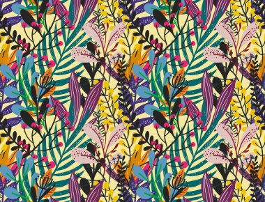 Egzotik ya da tropikal yemyeşil, yapraklı dal