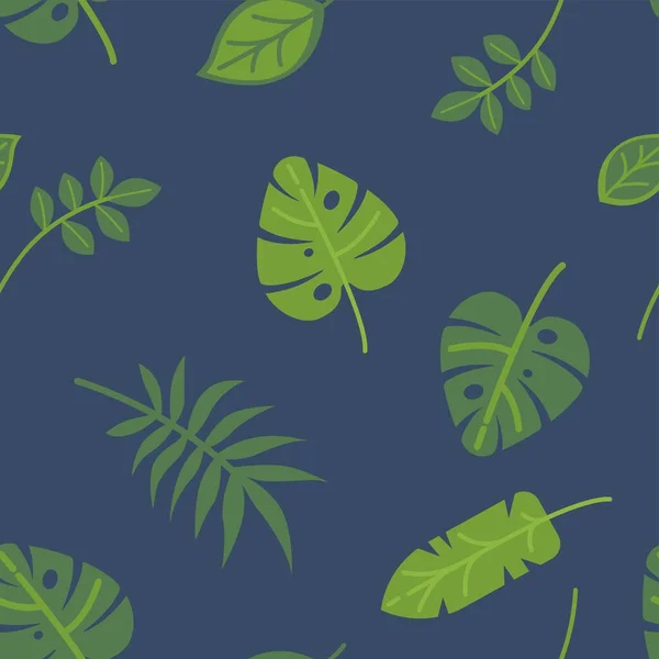 Exotic foliage pattern, monstera and banana leaf — Vector de stock