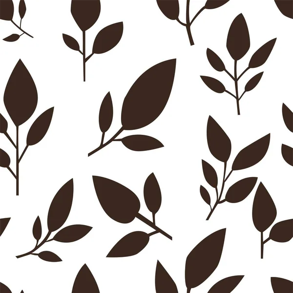 Monochrome leaves silhouette, botany design vector — Vettoriale Stock