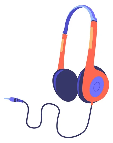 Massive headphones for gamers with cord vector — стоковый вектор