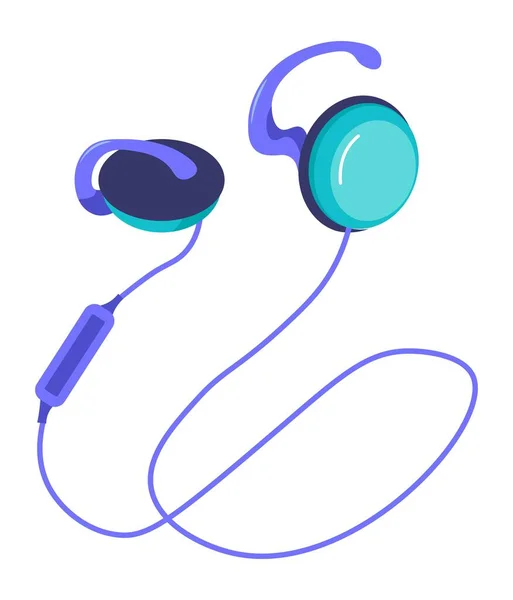 Modern earbuds, headphones with wire accessory —  Vetores de Stock
