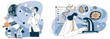 Bilimsel keşif, astronomi ve biyoloji vektörü