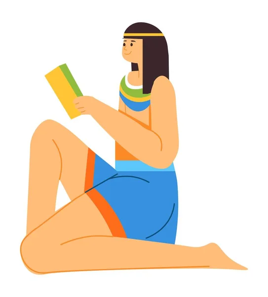 Egyptian woman reading book, ancient civilization — Stockvektor