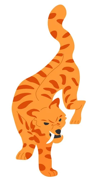 Tigre peligroso animal felino, naturaleza de la vida silvestre — Vector de stock