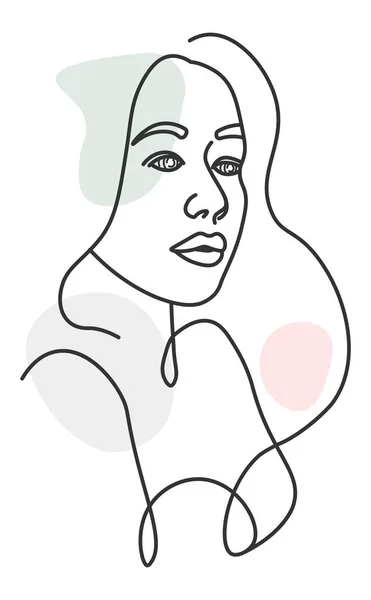 Perfil retrato de mujer, línea de arte dibujo vector — Vector de stock