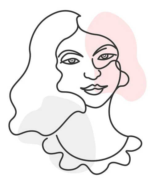 Retrato de mujer elegante, dibujo minimalista — Vector de stock