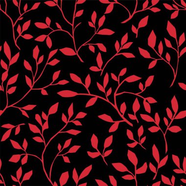 Minimalist kırmızı çiçek dalları, pürüzsüz desen