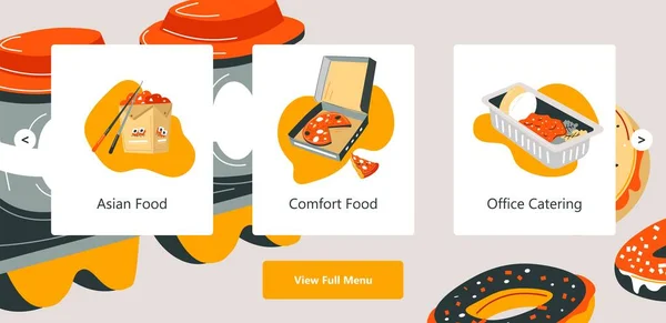 Kantoor catering en comfort food service levering — Stockvector