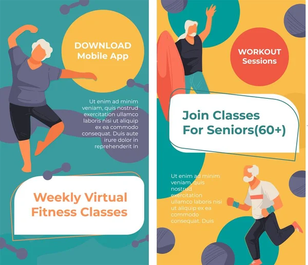 Weekly virtual fitness classes, join online web — ストックベクタ