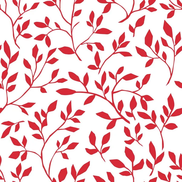 Simple flower branches with leaves seamless print — 스톡 벡터